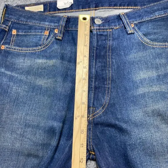 Levis Jeans Men 33x31 Blue 501 Button Fly Classic Straight Premium Tag 34x32